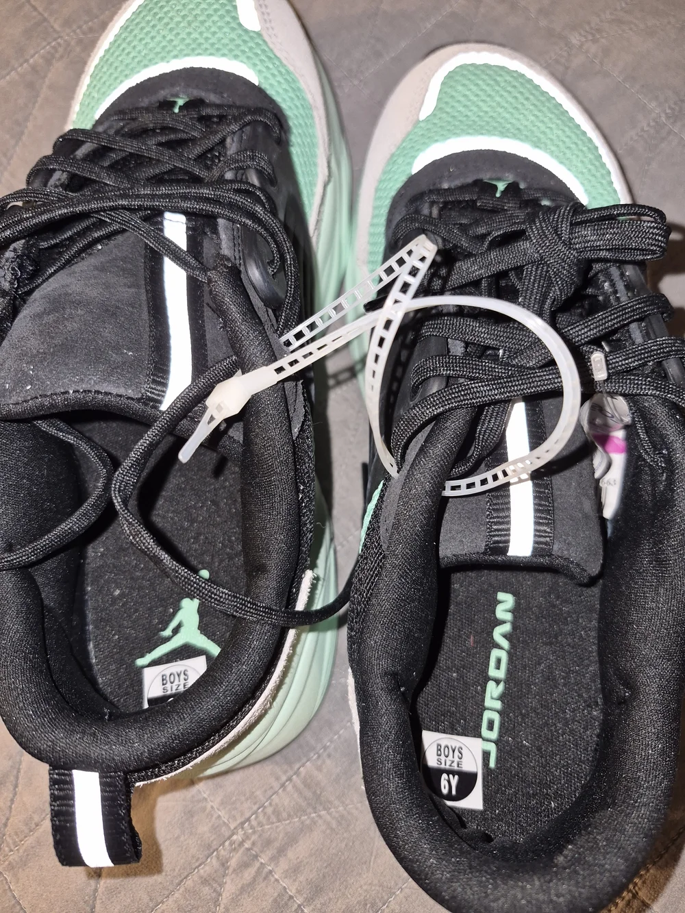 Air Jordan Mesh & Suede Sneakers in Mint Green and Black